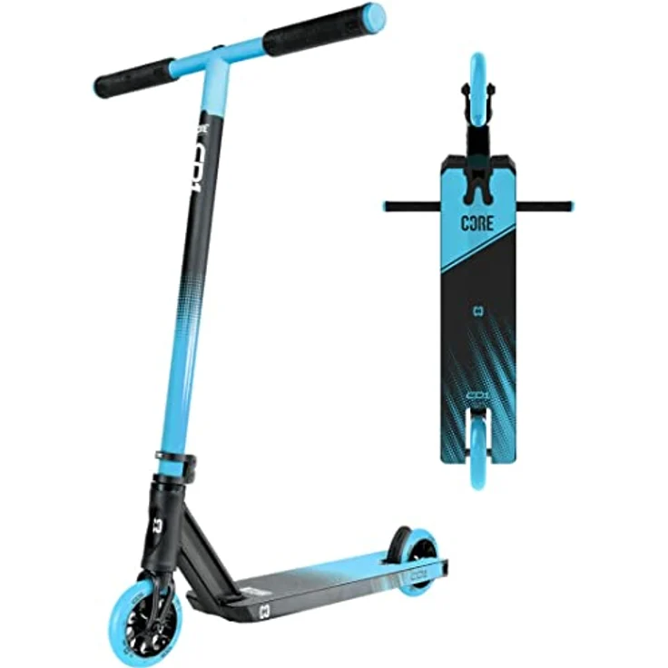 Fantic26 CORE Stunt-Scooter Trick Tret Roller 110mm Rollen I ABEC 9 I für Anfänger & Profi I Ab 5 Jahren I 78cm-95cm Höhe I + Fantic26 Sticker (Park CD1 H=78cm Türkis/Schwarz) – Bild 1