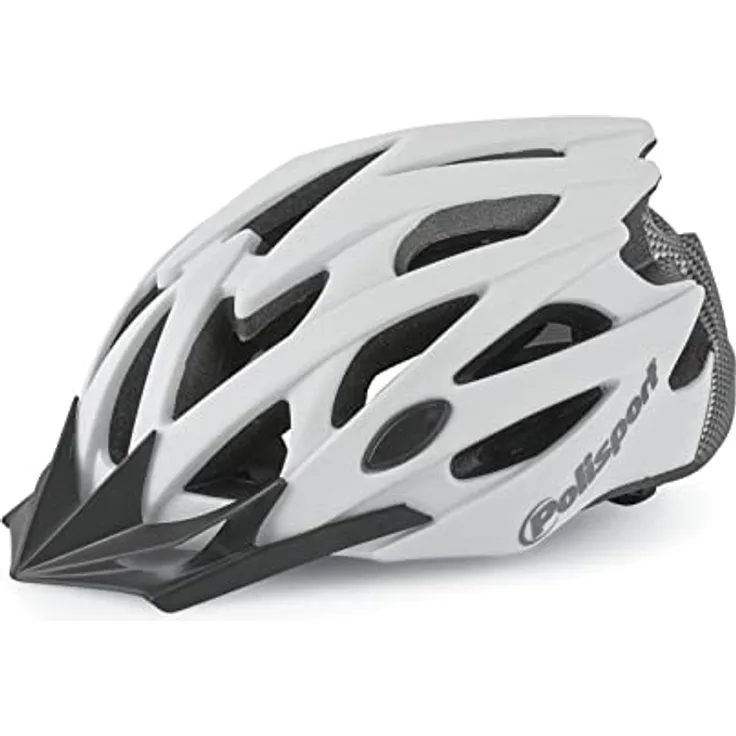Polisport Twig Fahrradhelm für Damen und Herren, verstellbare Größe L (58-61cm) mit abnehmbarem Visier, CE-Zertifizierung, Weiß/Kohlenstoff-Matt
