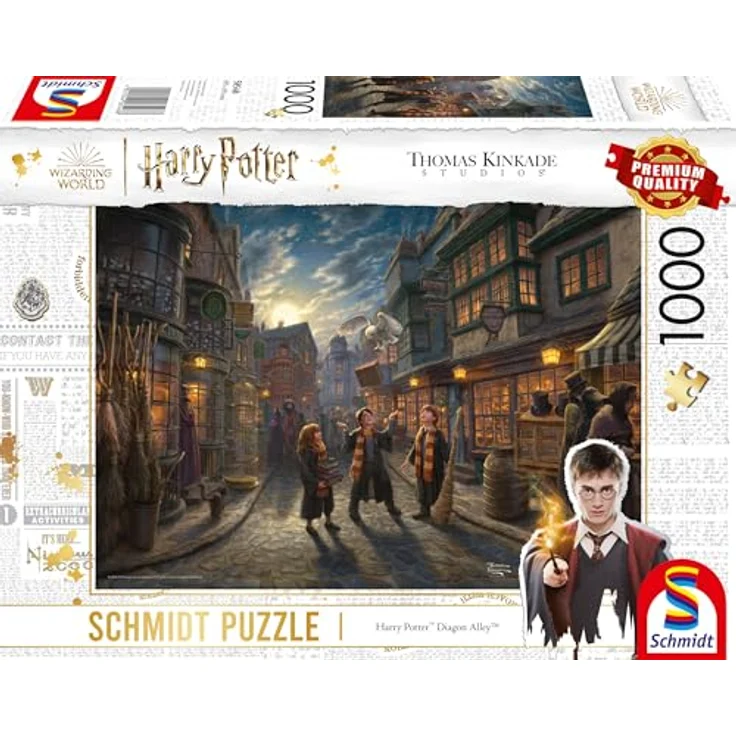 Schmidt Spiele 58548 Wizarding World, Harry Potter, Diagon Alley, Thomas Kinkade, 1000 Teile Puzzle, Mehrfarbig – Bild 1