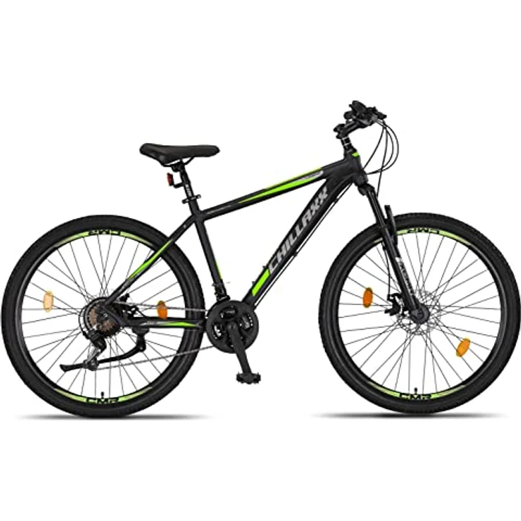 Chillaxx Bike Legend Aluminium 24, 26, 27,5 und 29 Zoll Shimano Mountainbike MTB Fahrrad für Jungen Mädchen Herren und Damen 21 Gang Schaltung Herrenrad Damenrad (27,5 Zoll, Schwarz-Lime Disc-Bremse) – Bild 2