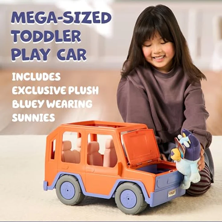 Moose Bluey Familienauto 4x4 Mega, Spielzeugauto für 4 Plüschfiguren mit 20 cm Bluey-Figur und Sonnenbrille – Bild 6