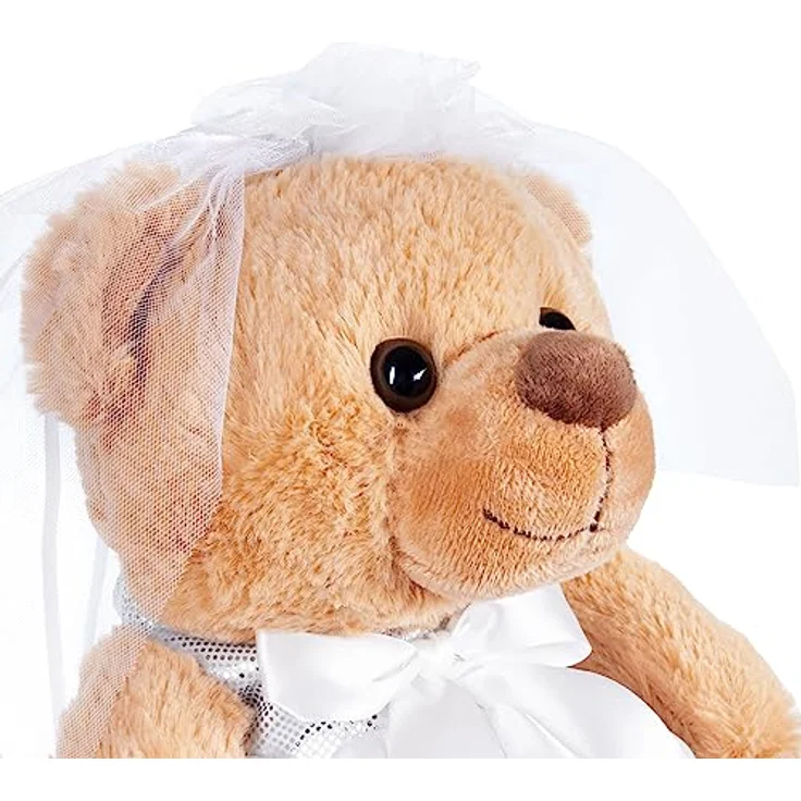 BRUBAKER Kuscheltier Teddybär Hochzeitspaar - 25 cm Braut und Bräutigam Teddy Set (mit Anzug und Brautkleid), Geschenk für Hochzeit und Verlobung, Weiß/Braun – Bild 3