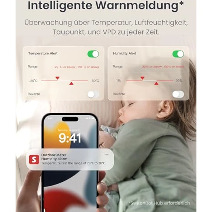 SwitchBot Hygrometer Thermometer IP65, Bluetooth Innen Außen mit Taupunkt/VPD/Absolute Feuchtigkeitssensor, Datenspeicherung für Gewächshäuser und Weinkeller – Bild 5