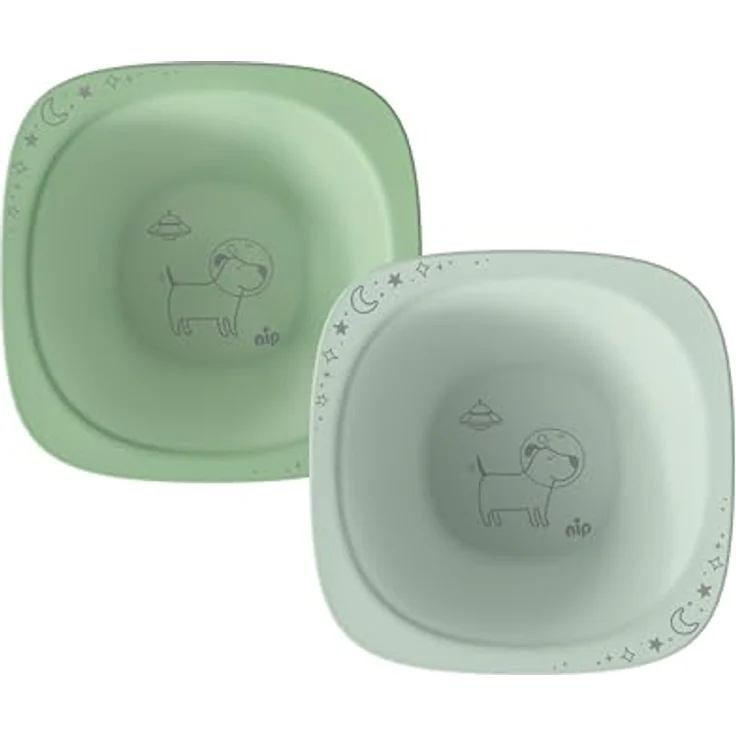 nip 2x Breischale für Babys ab 4 Monaten, bruchfest, stapelbar, hellgrün, ergonomisch geformt – Bild 1