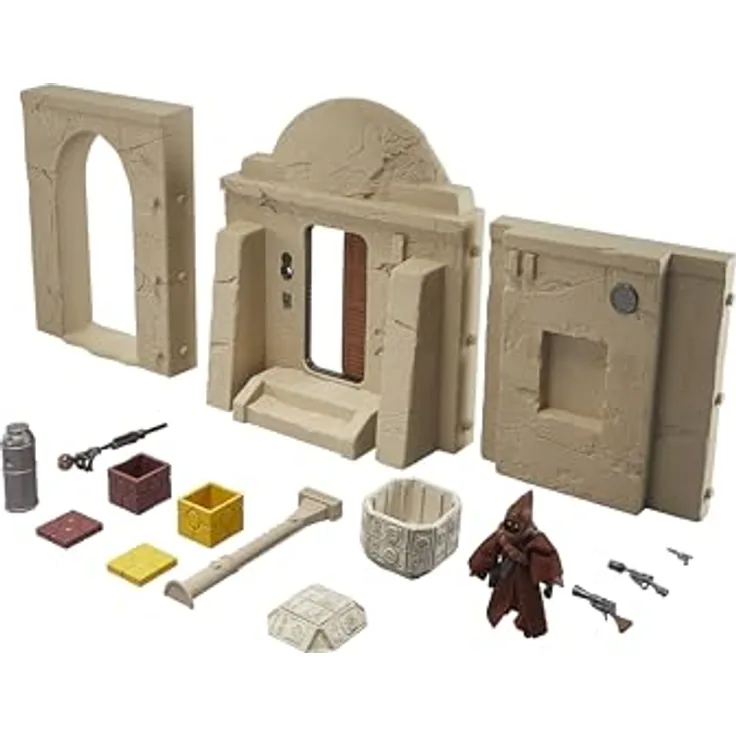 Star Wars The Vintage Collection Die Straßen von Mos Eisley, Action-Figuren-Spielset mit Jawa Figur (9,5 cm, 11 Accessoires)