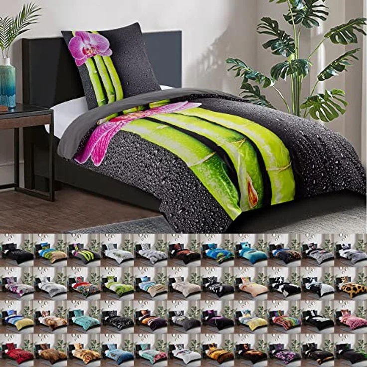 Sanilo® Bettwäsche 135x200 cm, 100% feinste Baumwolle, Oeko-TEX Zertifiziert, Wendebettwäsche, Kinderbettwäschen - 2-teilig (Asia, 2-teilig 135x200 cm) – Bild 1