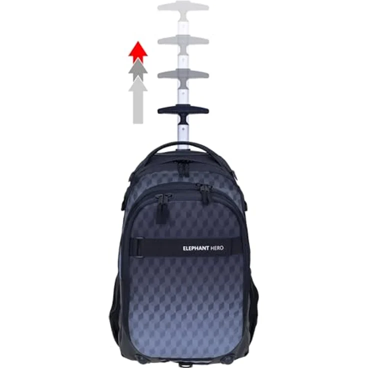 Elephant 3 Teile Set Trolley Hero Signature Schulranzen Schwarz - 35 Liter, Alu Ausziehgriff, Inliner Räder – Bild 3