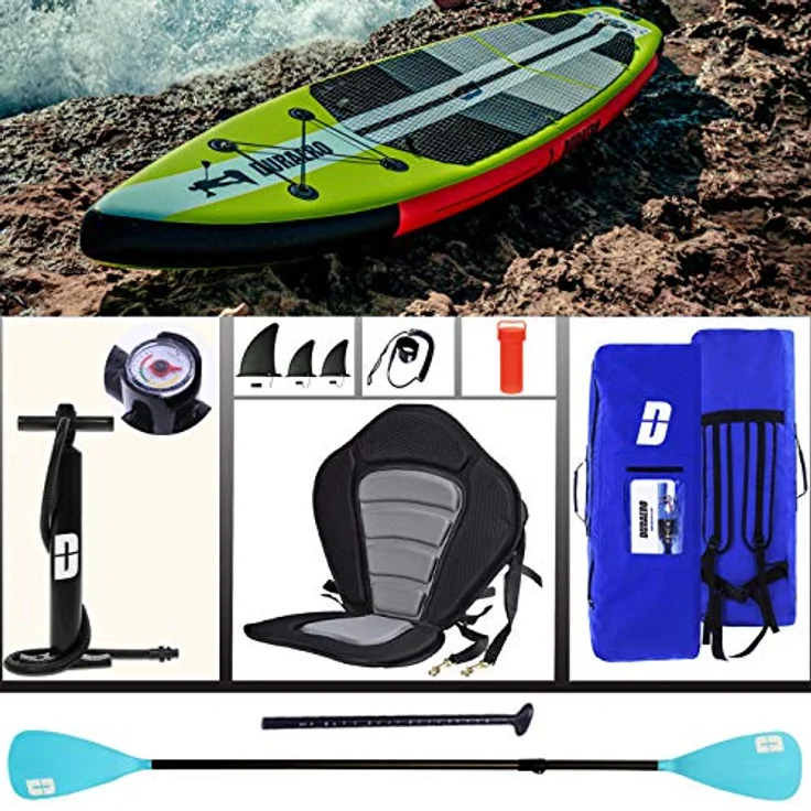 DURAERO Inflatable SUP-Board Stand up Paddling Board, 330x76x15cm, Action-Cam Halterung, bis 150kg, blaues Design – Bild 6