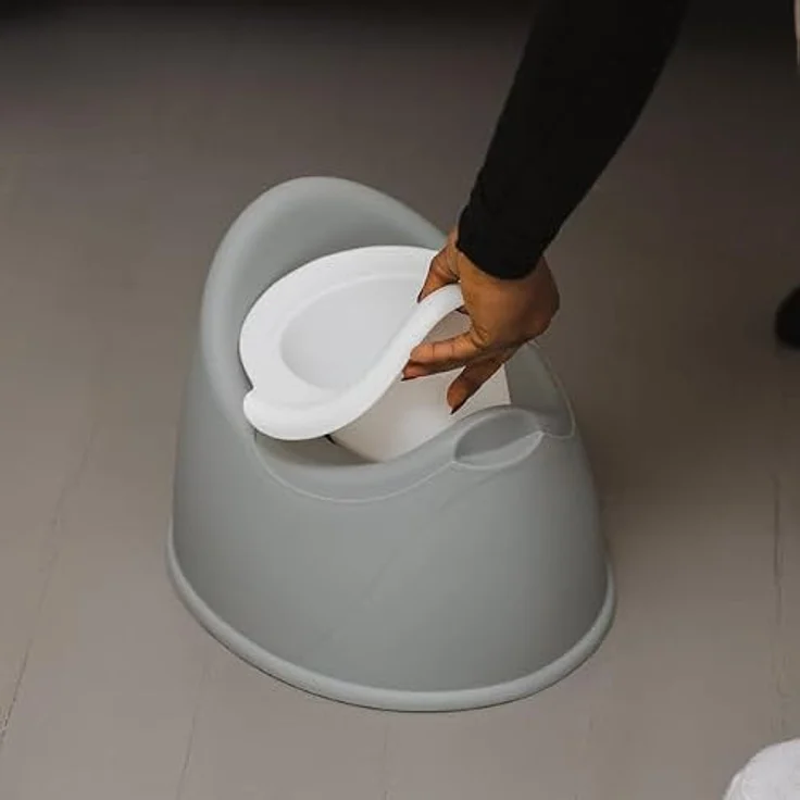 Nuby Easy Clean Töpfchen mit herausnehmbarem Behälter, ab 18 Monaten, grau, mit integrierten Spritzschutz – Bild 4