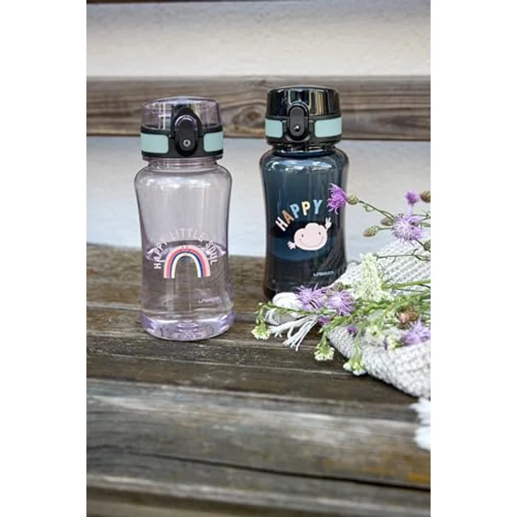 LÄSSIG Tiny Outdoor Trinkflasche 420ml, BPA-frei, auslaufsicher, mit Sicherheitsverschluss, Rainbow-Motiv – Bild 4