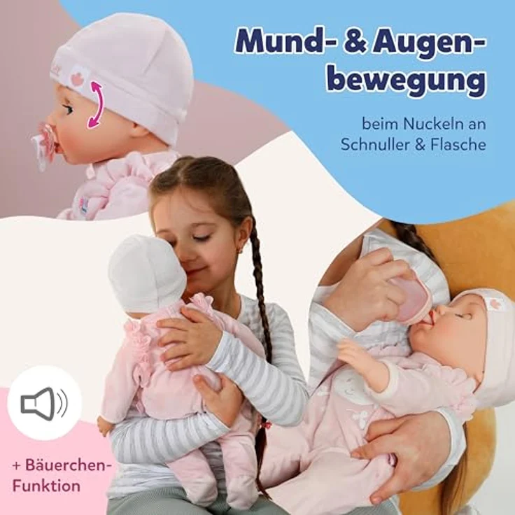 Baby Born Babypuppe Annabell 43 cm, interaktive Puppe mit süßen Geräuschen und Bewegungen, inklusive Fläschchen und Schnuller – Bild 5
