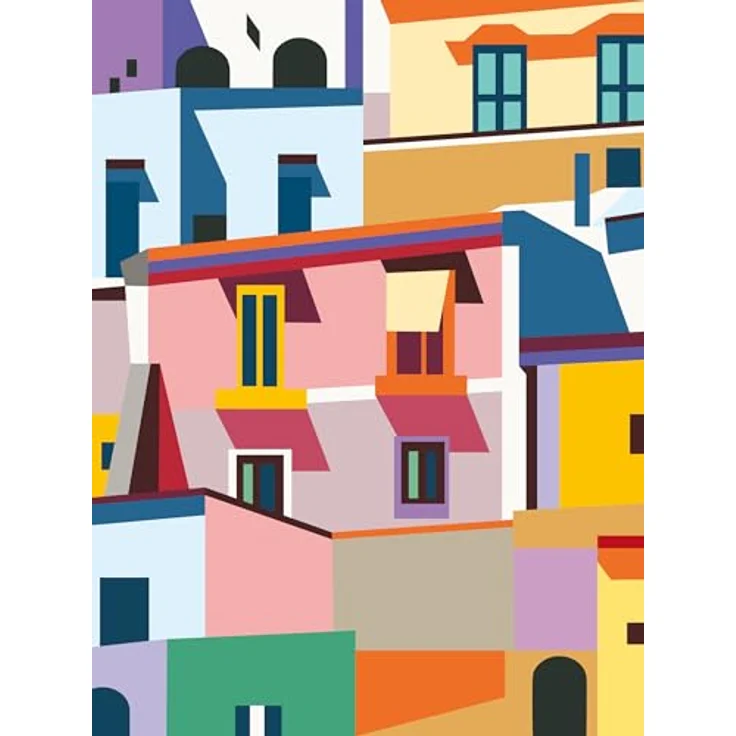 Ravensburger Malen nach Zahlen Ravensburger CreArt Leinwand: Farbenfrohe Häuser, Acrylfarben-Set auf Leinwand 30 x 40 cm – Bild 2