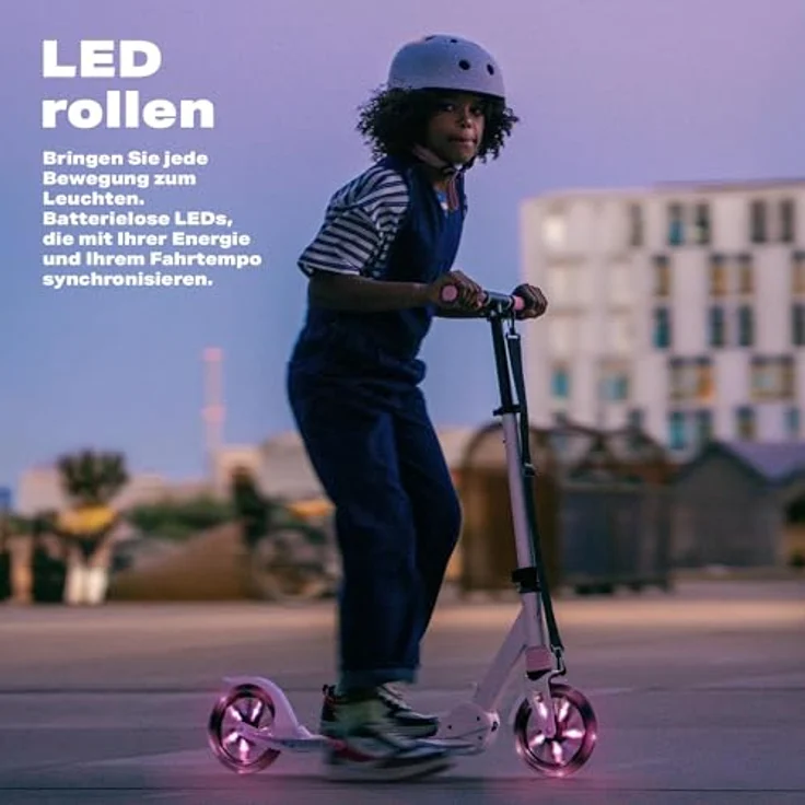 Movino Cityroller MOVINO CITY LIGHT, Scooter mit Stoßdämpfer, 180-mm-LED-Rollen, max. 100kg Traglast, höhenverstellbar, klappbar – Bild 8