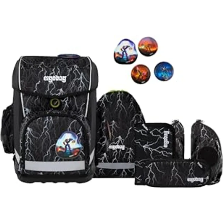 ergobag cubo light Set ergonomischer Schulrucksack, extra leicht, 5-teilig, 780 g, Blau