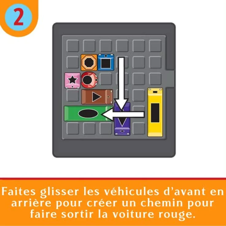 ThinkFun My First Rush Hour, Brettspiel für Kinder ab 3 Jahren mit 15 Herausforderungskarten und Lösungen, fördert logisches Denken und Farbidentifikation – Bild 4