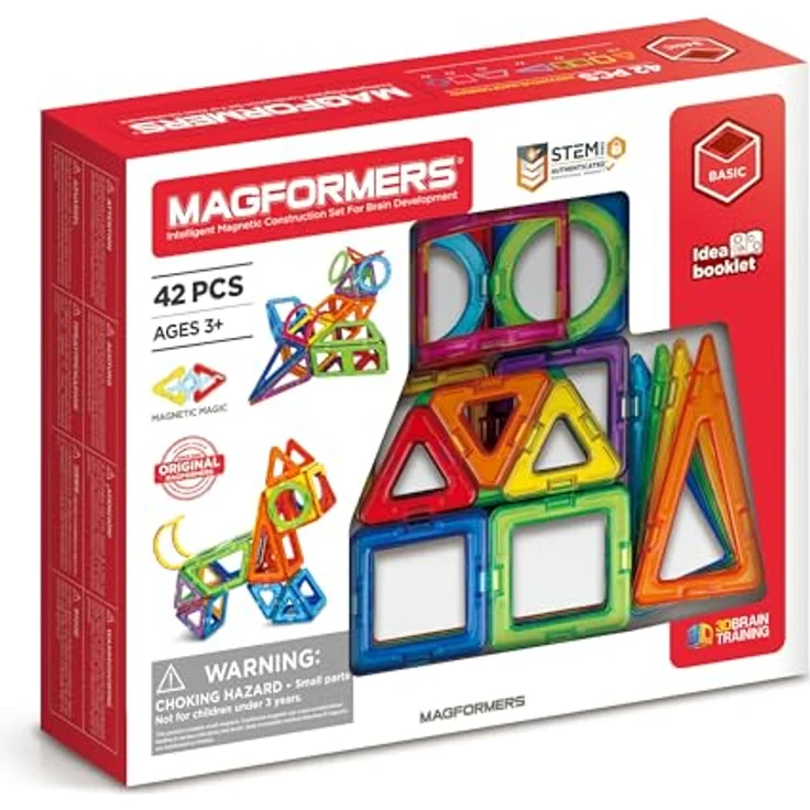 MAGFORMERS Basic 42 Set, Klemmbausteine mit interaktiven Spielfunktionen, tragbar – Bild 2