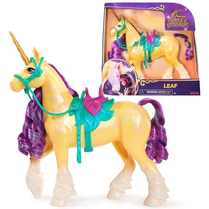 Spin Master Unicorn Academy Fashion Unicorn Leaf, Sammelfigur mit glitzerndem Horn und farbenfrohem Mähnen-Design, 27.9 cm – Bild 2