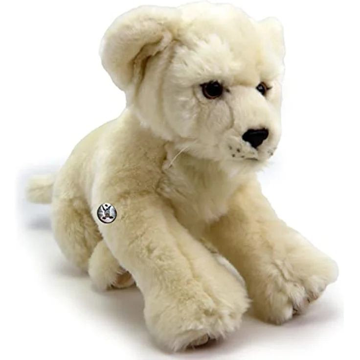 Kuscheltiere.biz Löwe weiß Kuscheltier Löwenbaby Raubkatze Plüschtier Simba - auffallend kuschlig weich, hochwertig, 42cm lang – Bild 1