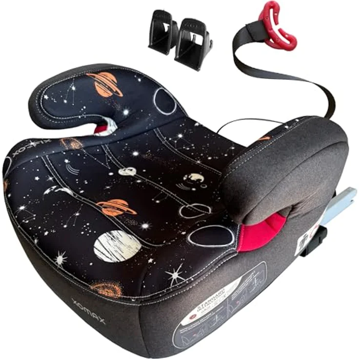 XOMAX Kindersitzerhöhung KBH313 mit ISOFIX, gepolstert, ECE R129, für 6 bis 12 Jahre, sportliches Design mit Armlehnen – Bild 1