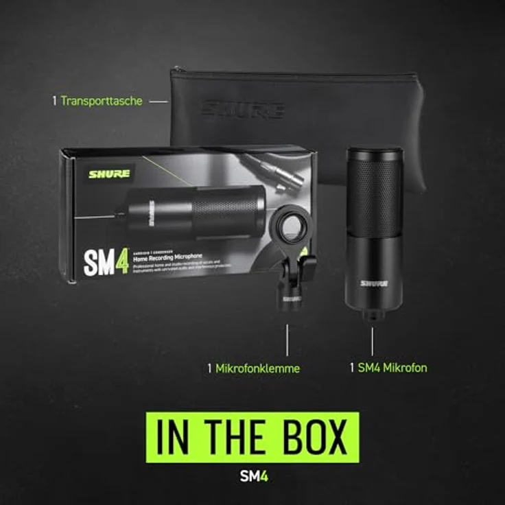 Shure SM4 Studio Mikrofon, XLR Heimstudio Kondensator Mikrofon - Optimiert für sanfte Vocals bis zu lauten Instrumenten, Mix-Ready Audio, robuste Metallbauweise (SM4-K) – Bild 2