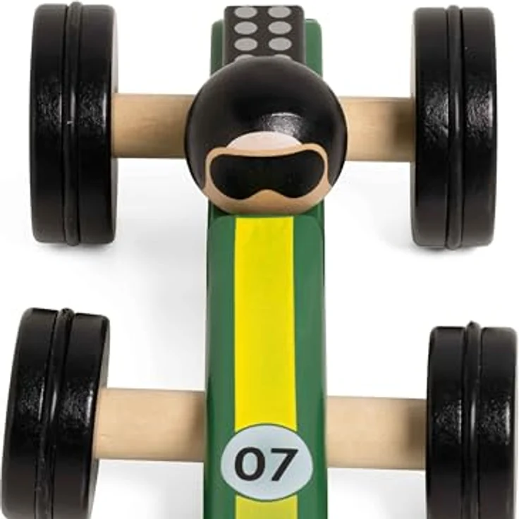 Classic World Wooden Toy Car Silverstone, grünes Holzspielzeug mit Steuerungssystem für motorische Fähigkeiten – Bild 3