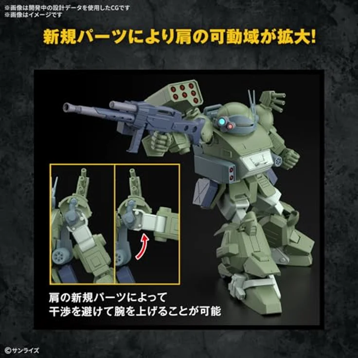 Bandai Hobby HG Scopedog Turbo Custom, Modellbausatz High Grade, 1/20 Maßstab, bewegliche Actionfigur mit schweren Waffen, einfache Montage – Bild 5