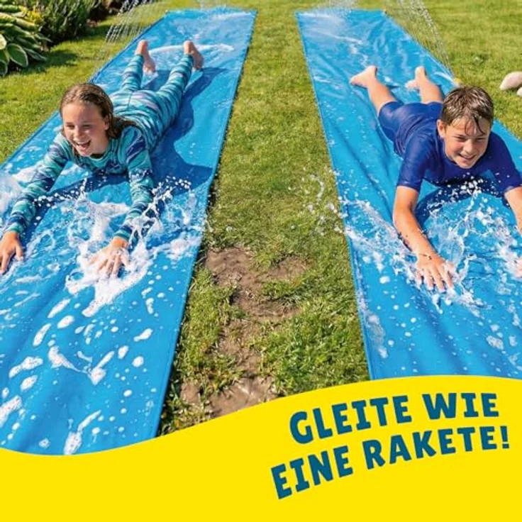 Original Cup XXXXXL Maxi Wasserrutschmatte, 20 Meter Wasserrutsche aus robustem PVC, wetterbeständig, ideal für Kinder und Erwachsene, Slip'n Slide für Gartenrennen – Bild 4