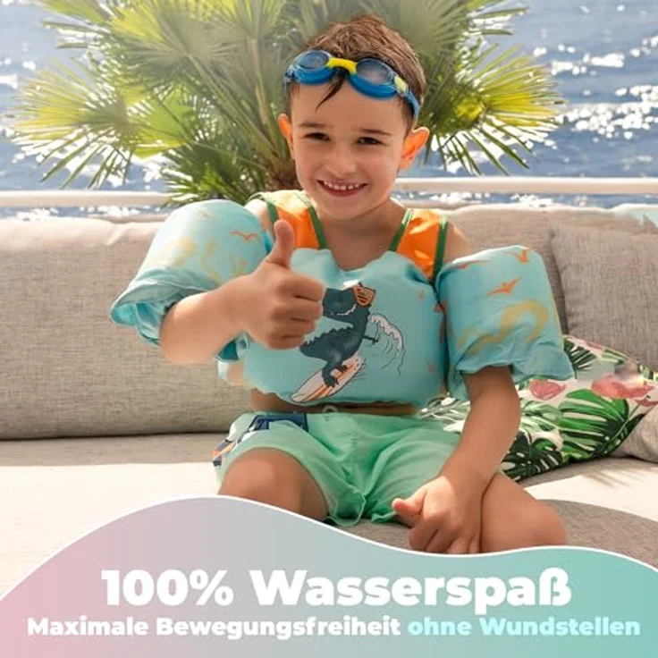 KIDVERSE Schwimmweste Kinder 3-6 Jahre, integrierte Schwimmflügel, geprüft und sicher, für Jungen & Mädchen bis 30kg – Bild 5