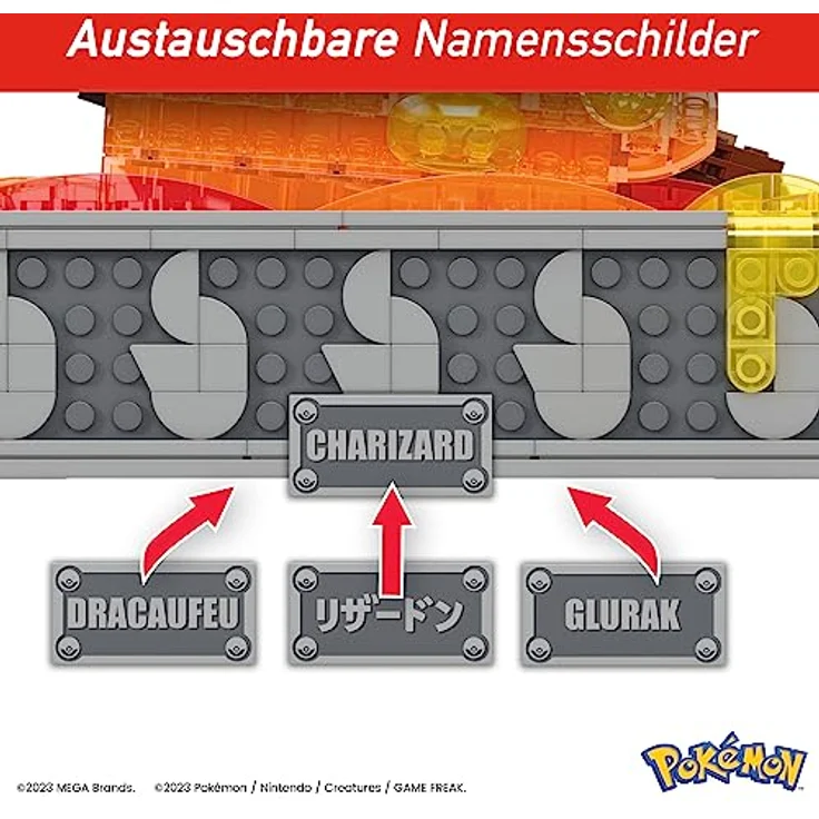 MEGA Pokémon Actionfigur Bauspielzeug für Erwachsene, zusammenbaubares, bewegliches Glurak mit 1664 Teilen, circa 28 cm groß, für Sammler, HMW05 – Bild 4