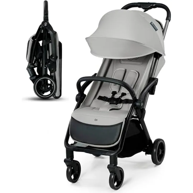 kk Kinderkraft APINO Buggy bis 22 kg, Liegebuggy, Leicht - 7,5kg, Automatisches zusammenklappen, Verstellbare Rückenlehne bis zur Liegeposition, ideal für Reisen, Grau