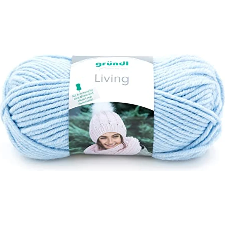Gründl Wolle Living (Strick- und Häkelgarn, waschbares Garn aus 80% Polyacryl und 20% Polyamid, 100 g / 100 m, Nadelstärke: 8-9, 1 x 100 g), Blau – Bild 1