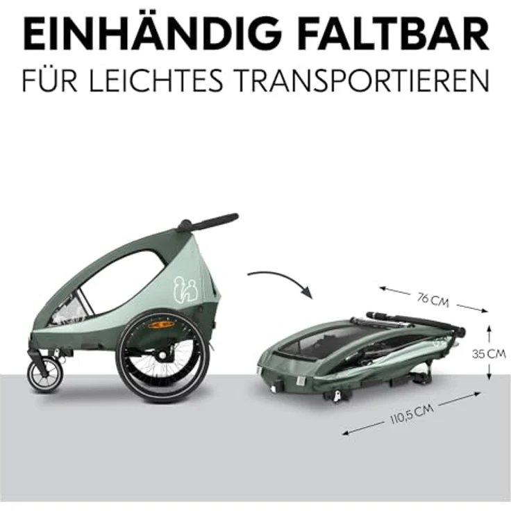 Hauck Dryk Duo Plus, Fahrradanhänger & Buggy mit Hinterradfederung, blau – Bild 6