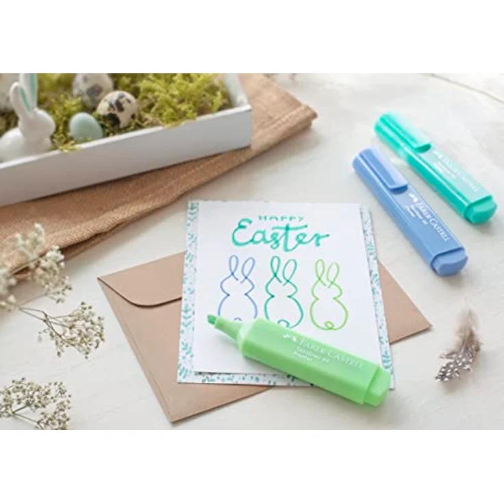 Faber-Castell 154681 - Textmarker Set TL 1546, 8er Etui, Pastell Farben, mit langlebiger Keilspitze, Strichbreite 1 - 5 mm – Bild 4