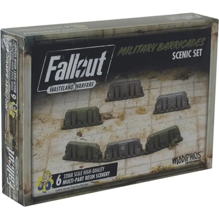 Modiphius Fallout - Wasteland Warfare - Military Barricades MUH051726, Set mit militärischen Barrikaden aus der Welt vor dem Großen Krieg