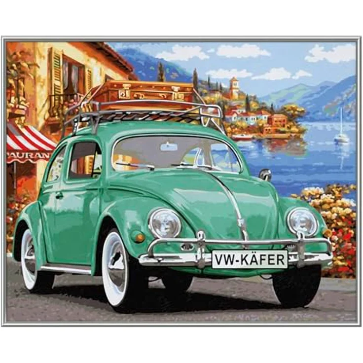 Schipper Malen nach Zahlen Meisterklasse Premium - Volkswagen Käfer, Made in Germany, Maltafel 40 x 50 cm mit vorgemischten Acrylfarben – Bild 3