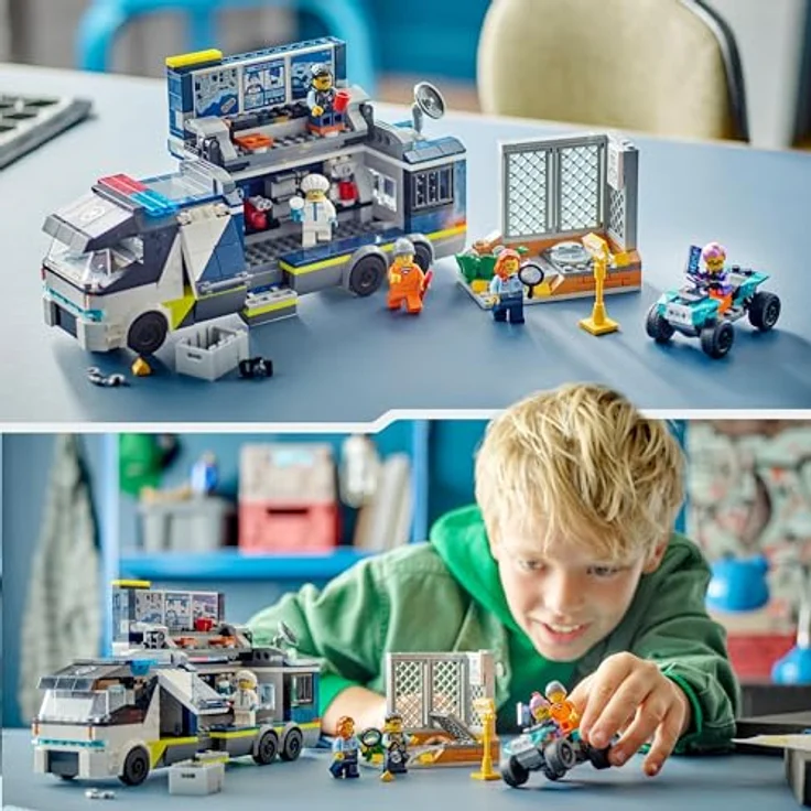 LEGO City Polizeitruck mit Labor, Polizei-Set mit Quad und LKW-Spielzeug für Kinder, Geschenk für Jungs und Mädchen ab 7 Jahre, plus 5 Minifiguren – 2 Polizisten, 1 Wissenschaftler und 2 Ganoven 60418 – Bild 5