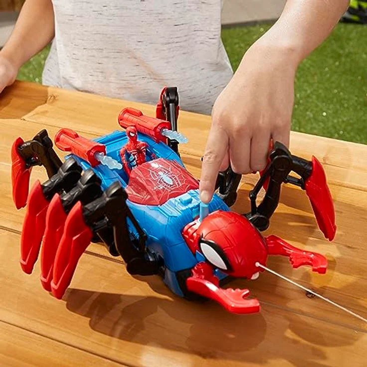 Marvel Spider-Man Krabbelspinne mit Wasserspritze, Superhelden-Spielzeug ab 4 Jahren, feuert Projektile und Wasser ab – Bild 3