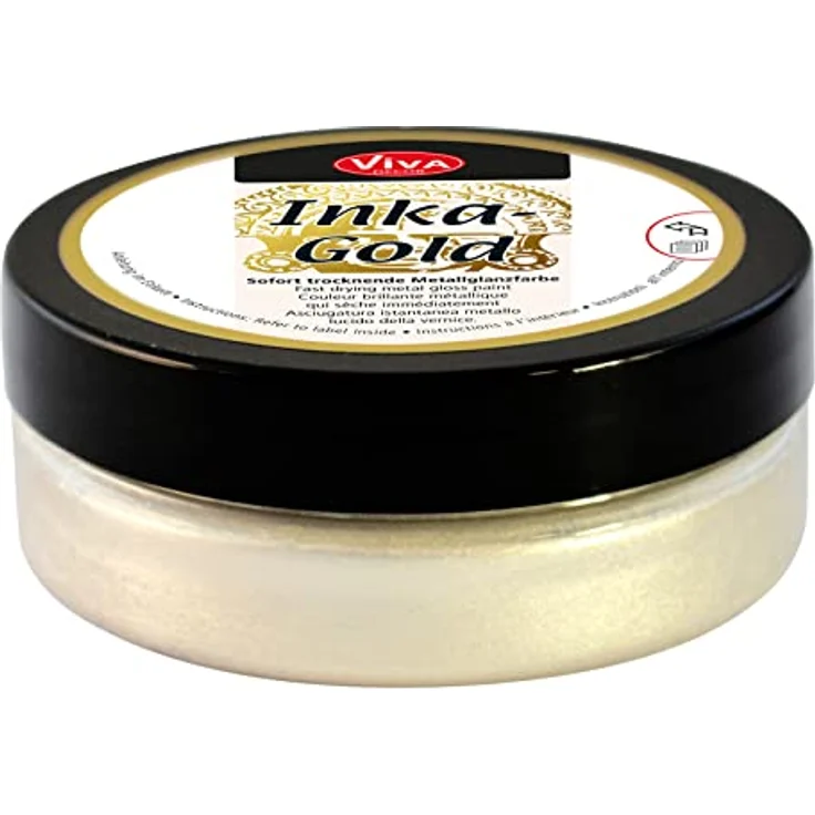 Viva Decor Inka Gold 62,5g (Alt Silber) - Wachshaltige Metallic Polierpaste für Holz, Ton & Terracotta, Schnell Trocknender Metallglanz mit Hochglanz-Effekten für DIY Projekte – Bild 1