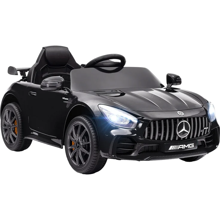 AIYAPLAY Elektro-Kinderauto 12 V Kinderauto mit Fernbedienung, USB, MP3, Musik, Belastbarkeit 25 kg, 3-5 km/h, für Kinder 3-6 Jahre, Schwarz – Bild 1