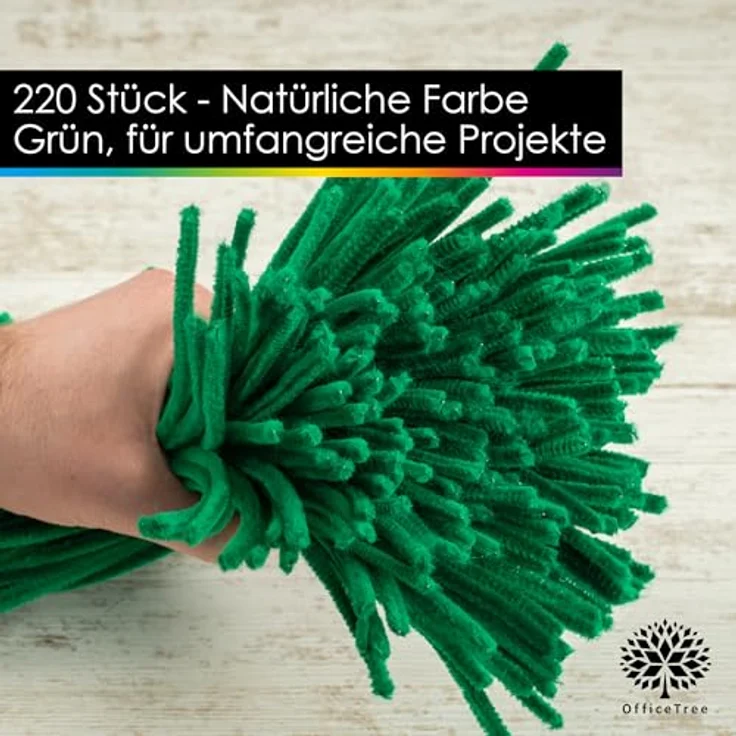 OfficeTree Pfeifenreiniger Grün, 220 Stück, 30 cm lang, formstabil und flexibel für Bastelprojekte – Bild 4