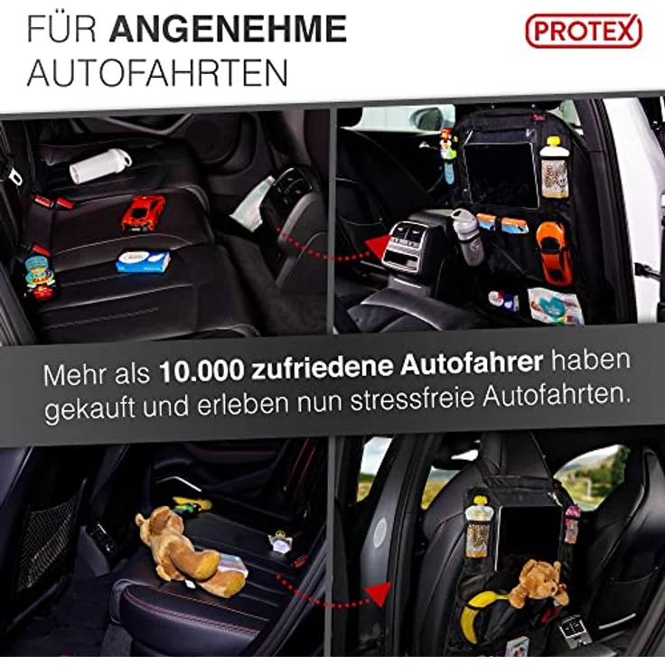 PROTEX© Rückenlehnenschutz Organizer, 2 in 1 Autositzorganizer mit 12 Zoll Tablet Fach und 8 Fächern, grau – Bild 5