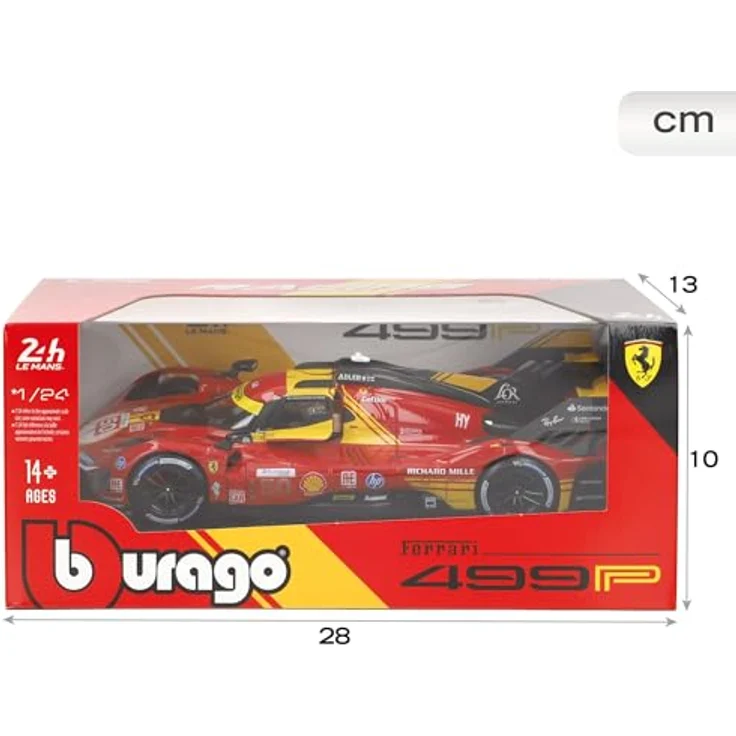 Bburago Ferrari Racing 499P, Detailgetreues 1/24 Modellauto aus Zinkguss, rot – Bild 9
