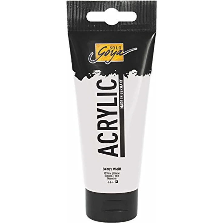 KREUL Solo Goya Acrylic, 100 ml Tube in Weiß, hochpigmentierte Acrylfarbe, Wasserbasis, schnell und matt trocknend, gut deckend, wasserfest – Bild 1