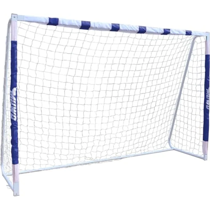 MUWO Fußballtor aus Stahl, 3 x 2 Meter, robust und einfach aufzubauen, für Indoor und Outdoor geeignet (Blau)