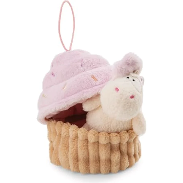 Nici Kuscheltier Theodor & Friends, Einhorn Creamy Pink 10 cm im Cupcake mit Schlaufe aus recycelten Materialien – Bild 1