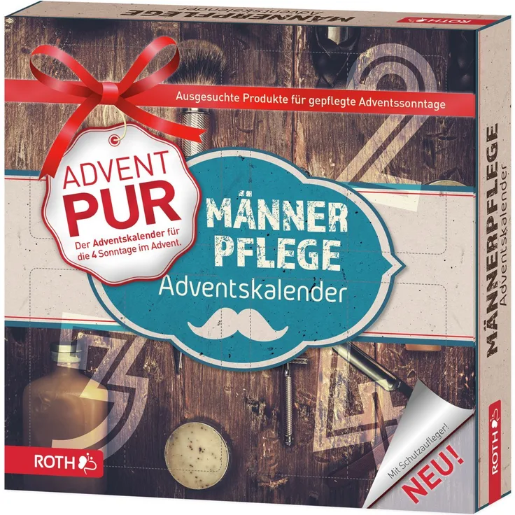 ROTH Adventskalender PUR "Männerpflege" 2021 mit 4 Türchen, hochwertige Pflegeprodukte, für Adventssonntage