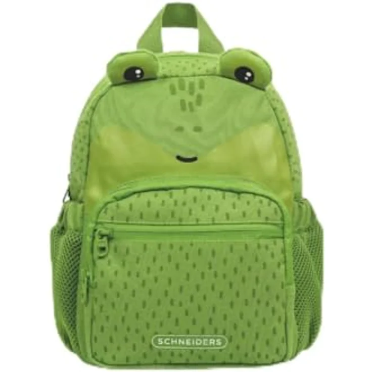 Schneiders Kindergartenrucksack Sir Frogerick, aus recycelten PET-Flaschen, grün, mit verstellbaren Schultergurten und Reißverschluss-Hauptfach – Bild 1