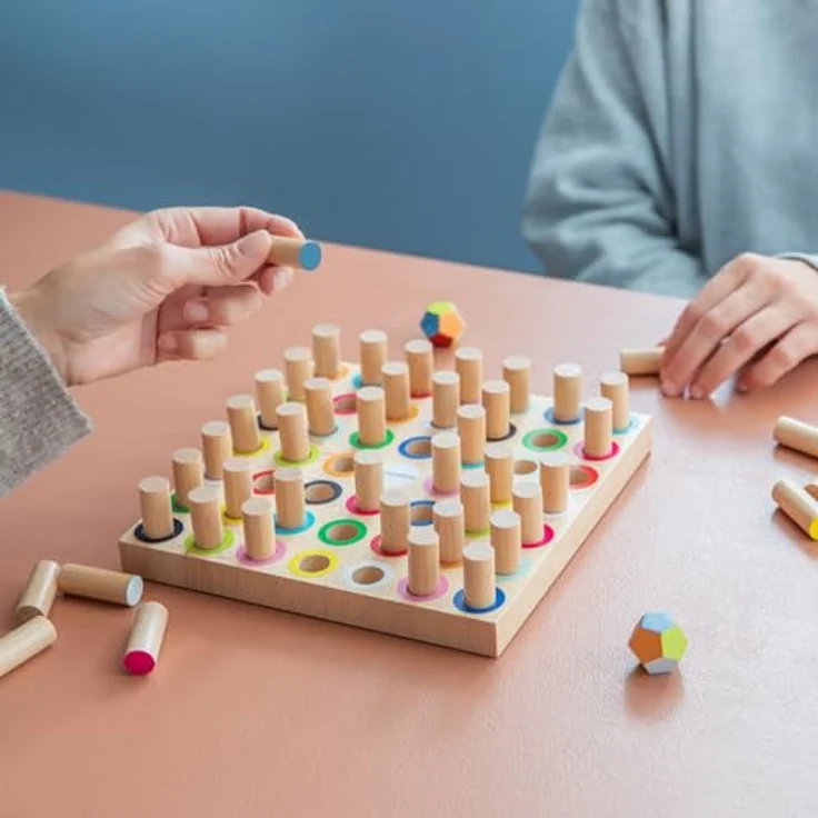 remember Remember Gedächtnisspiel Momo, farbenfrohes Holzspiel für 2-4 Spieler mit 12 bunten Farben und Aufbewahrungsbeutel – Bild 2