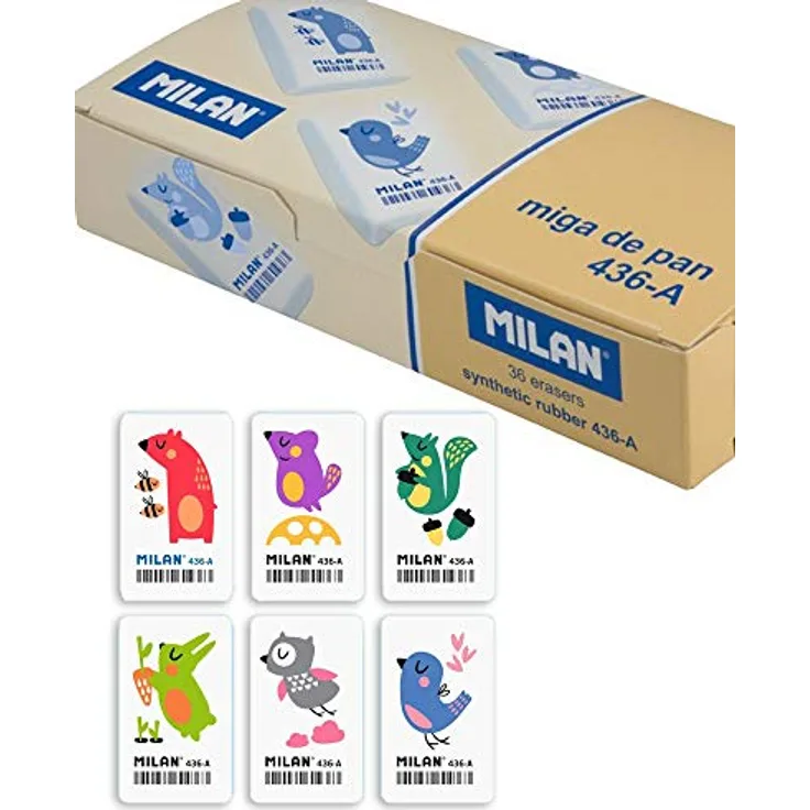 Box mit 36 Krümelgummis mit Tiermotiven