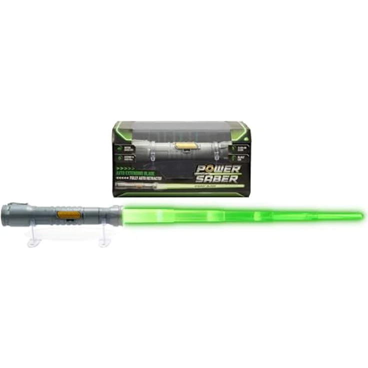Goliath POWER SABER Grün - Automatisch Ausziehbares und Einziehbares Laserschwert für Kinder ab 6 Jahren, Realistisches Laserspielzeug, Intergalaktischer Kampf, 30cm/ ausgezogen 90cm, Offene Box – Bild 2
